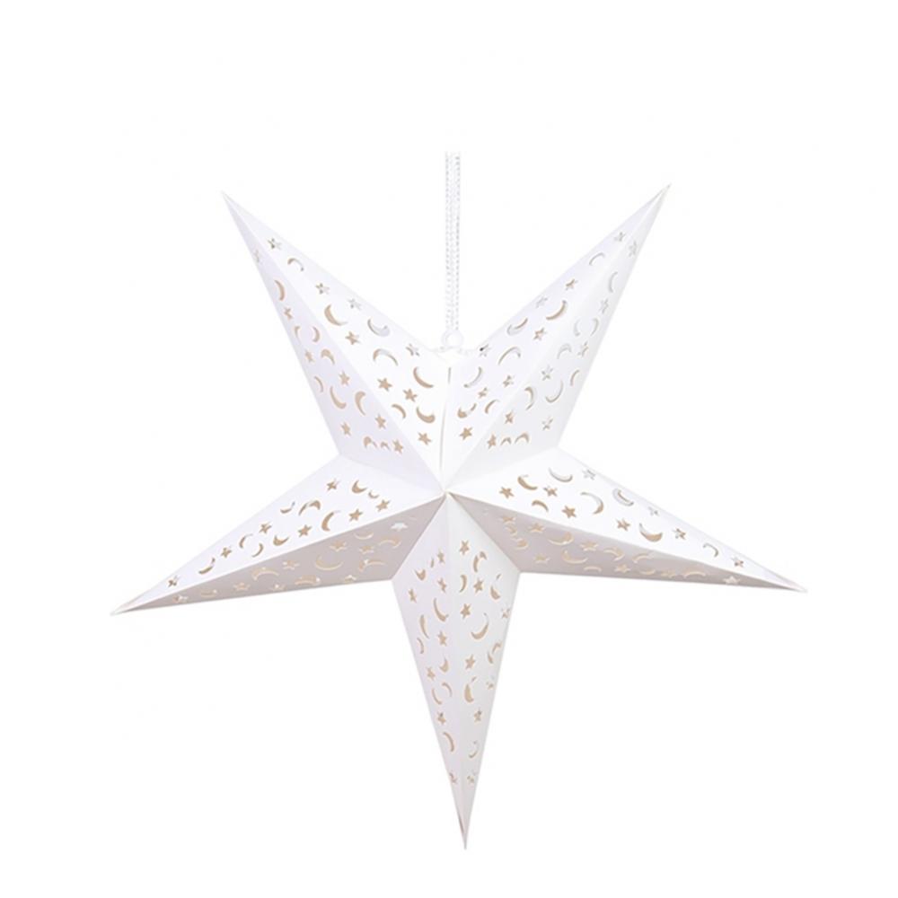 24 Inch Solid White Cut-Out Paper Star Lantern, Hanging Decoration, 1 Pack